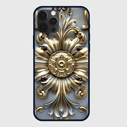 Чехол для iPhone 12 Pro Классические узоры бело-золотые узоры, цвет: 3D-черный
