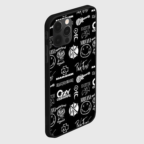 Чехол iPhone 12 Pro Rock band pattern / 3D-Черный – фото 2