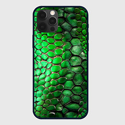 Чехол для iPhone 12 Pro Зеленая змеиная кожа, цвет: 3D-черный