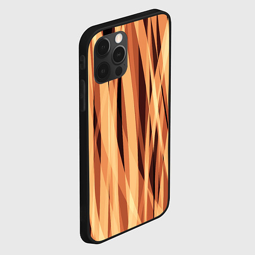 Чехол iPhone 12 Pro Яркий коричневый абстрактные полосы / 3D-Черный – фото 2