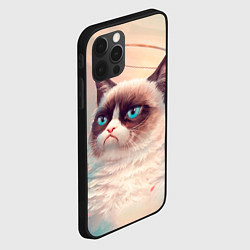 Чехол для iPhone 12 Pro Мемный кот Grumpy Cat с нимбом, цвет: 3D-черный — фото 2