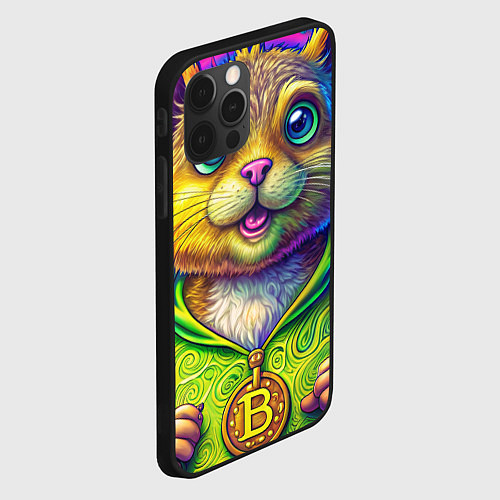 Чехол iPhone 12 Pro Хомяк и биткоин / 3D-Черный – фото 2