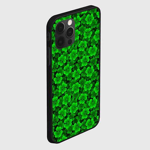 Чехол iPhone 12 Pro Клеверный узор паттерновый / 3D-Черный – фото 2