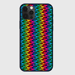 Чехол для iPhone 12 Pro Радужный разноцветный узор, цвет: 3D-черный