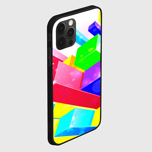 Чехол iPhone 12 Pro Цветные столбы / 3D-Черный – фото 2