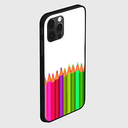 Чехол для iPhone 12 Pro Разноцветные карандаши художественные, цвет: 3D-черный — фото 2
