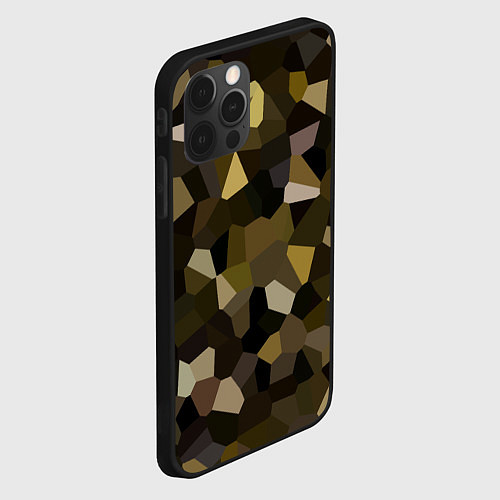 Чехол iPhone 12 Pro Мозаика оливковых оттенков / 3D-Черный – фото 2