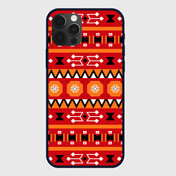 Чехол для iPhone 12 Pro Этническая геометрия в ярких цветах, цвет: 3D-черный