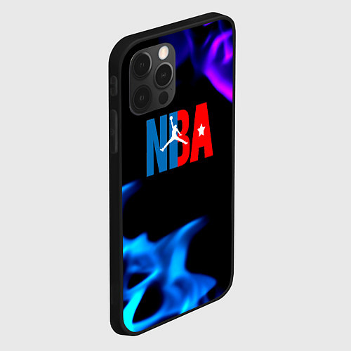 Чехол iPhone 12 Pro NBA neon flame / 3D-Черный – фото 2