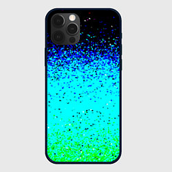 Чехол для iPhone 12 Pro Пикселизация неоновых цветов, цвет: 3D-черный