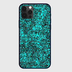 Чехол для iPhone 12 Pro Ярко-голубой в чёрную текстурированную полоску, цвет: 3D-черный