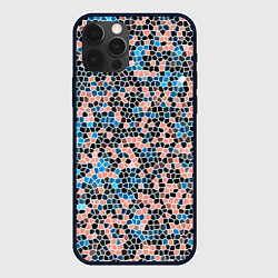 Чехол для iPhone 12 Pro Паттерн мозаика бирюзово-розовый, цвет: 3D-черный