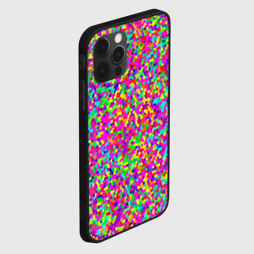 Чехол iPhone 12 Pro Паттерн разноцветная мелкая мозаика / 3D-Черный – фото 2