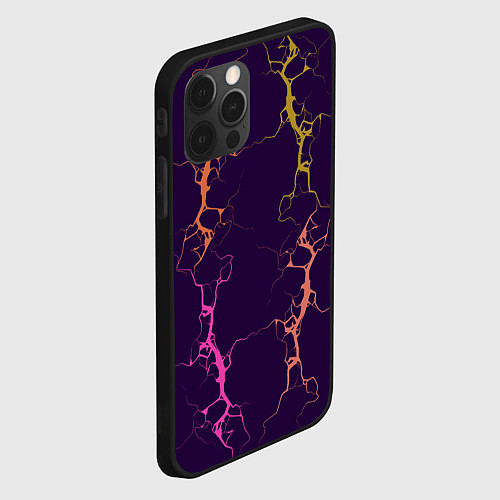 Чехол iPhone 12 Pro Молнии на пурпурном / 3D-Черный – фото 2