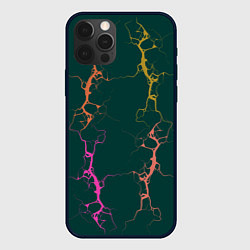 Чехол для iPhone 12 Pro Молнии на изумрудном, цвет: 3D-черный