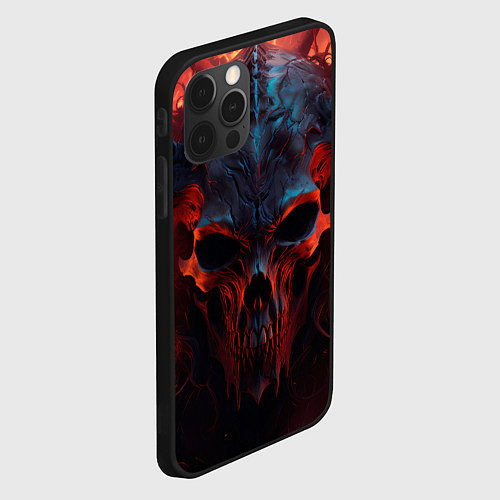 Чехол iPhone 12 Pro Demon skull with horns / 3D-Черный – фото 2