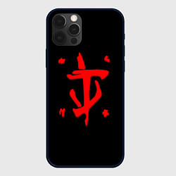 Чехол для iPhone 12 Pro Doom logo red, цвет: 3D-черный