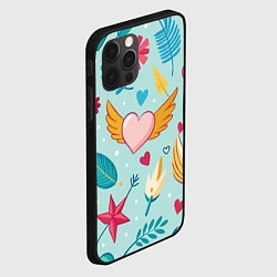Чехол для iPhone 12 Pro Сердечко с крылышками, цвет: 3D-черный — фото 2