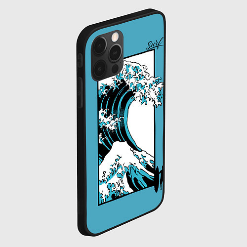 Чехол iPhone 12 Pro Большая волна в Канагаве - серфинг / 3D-Черный – фото 2