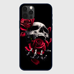 Чехол для iPhone 12 Pro Череп и роза, цвет: 3D-черный