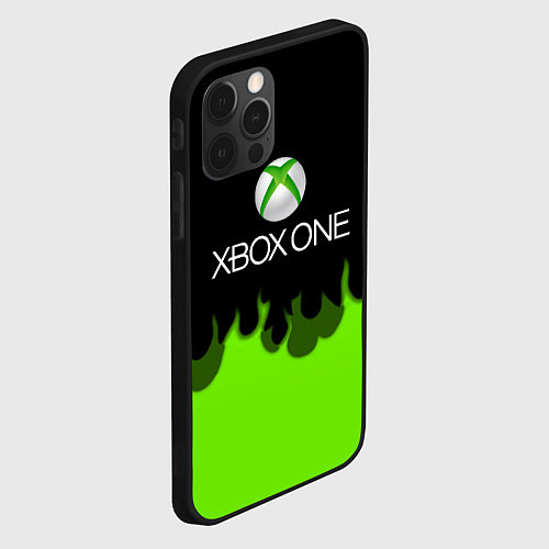 Чехол iPhone 12 Pro Xbox green fire / 3D-Черный – фото 2