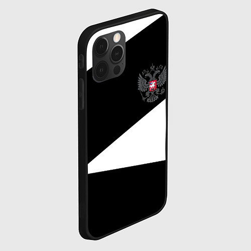 Чехол iPhone 12 Pro Герб РФ геометрия текстура / 3D-Черный – фото 2