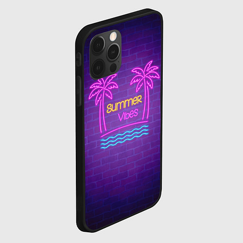 Чехол iPhone 12 Pro Неоновые пальмы summer vibes / 3D-Черный – фото 2