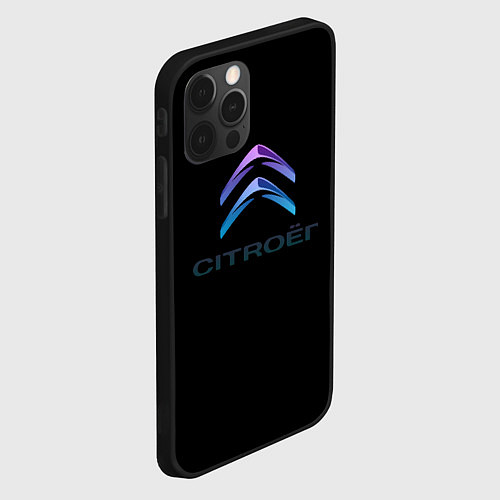Чехол iPhone 12 Pro Citroen logo neon / 3D-Черный – фото 2