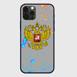 Чехол для iPhone 12 Pro Герб рф огонь краски, цвет: 3D-черный