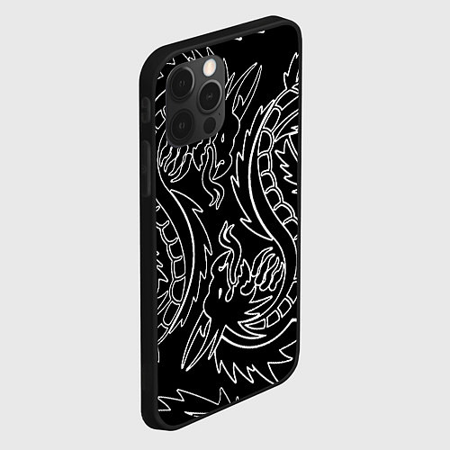 Чехол iPhone 12 Pro Драконы татуировки самураи / 3D-Черный – фото 2