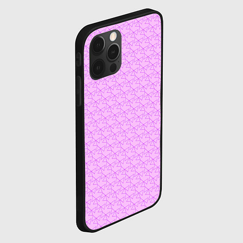 Чехол iPhone 12 Pro Розовый паттерн розовые бантики / 3D-Черный – фото 2
