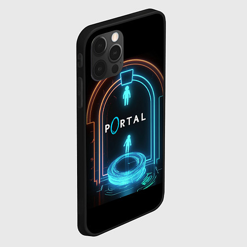 Чехол iPhone 12 Pro Portal neon style logo / 3D-Черный – фото 2