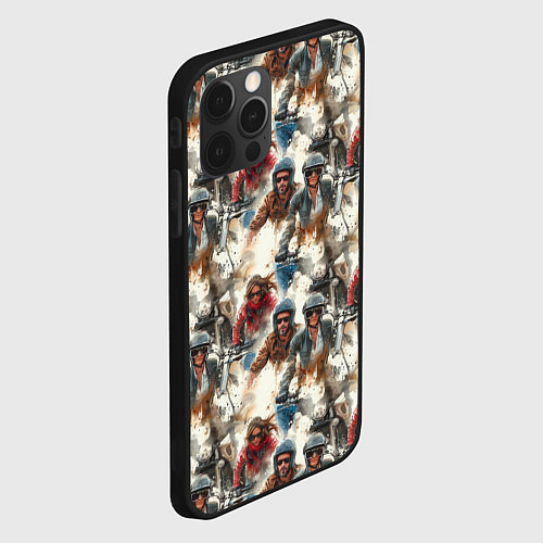 Чехол iPhone 12 Pro Акварель -мотогонщики / 3D-Черный – фото 2