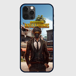 Чехол для iPhone 12 Pro PUBG персонаж в маске, цвет: 3D-черный