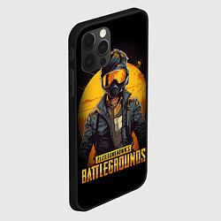 Чехол для iPhone 12 Pro PUBG игрок на закате черный фон, цвет: 3D-черный — фото 2