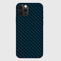 Чехол для iPhone 12 Pro Чёрно-синий паттерн узор, цвет: 3D-черный