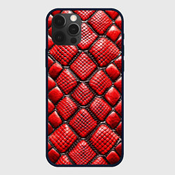 Чехол для iPhone 12 Pro Змеиная объемная текстурная красная кожа, цвет: 3D-черный