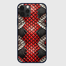 Чехол для iPhone 12 Pro Змеиная объемная текстурная красная шкура, цвет: 3D-черный