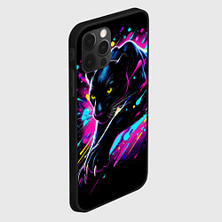 Чехол для iPhone 12 Pro Мощная пантера прыгает - нейросеть, цвет: 3D-черный — фото 2