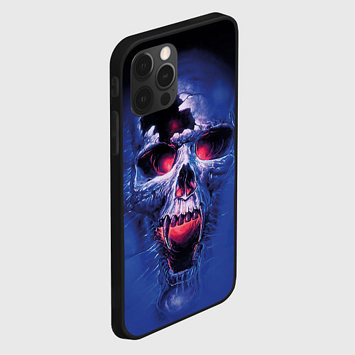 Чехол iPhone 12 Pro Череп разъяренный кричащий - blue skull / 3D-Черный – фото 2