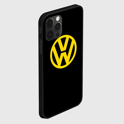 Чехол iPhone 12 Pro Volkswagen logo yellow / 3D-Черный – фото 2