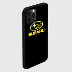 Чехол для iPhone 12 Pro Subaru logo yellow, цвет: 3D-черный — фото 2