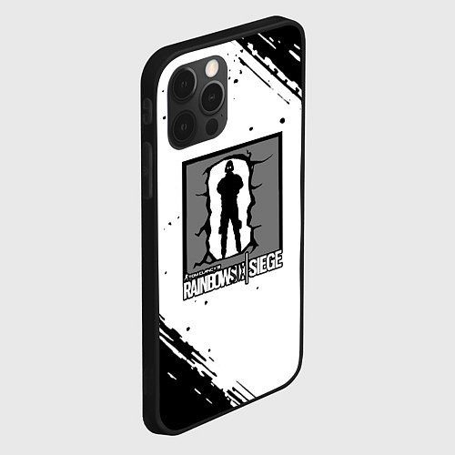 Чехол iPhone 12 Pro Rainbow six текстура лого шутер / 3D-Черный – фото 2