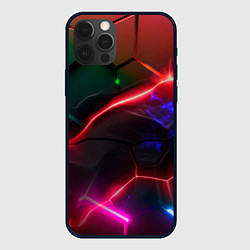 Чехол для iPhone 12 Pro Яркие неоновые радужные разбитые плиты, цвет: 3D-черный