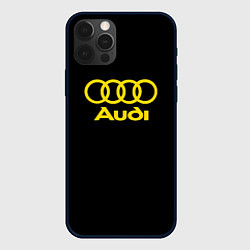 Чехол для iPhone 12 Pro Audi logo yellow, цвет: 3D-черный