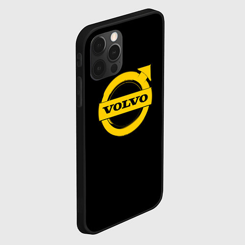 Чехол iPhone 12 Pro Volvo yellow logo / 3D-Черный – фото 2