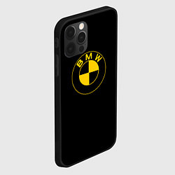 Чехол для iPhone 12 Pro BMW logo yellow, цвет: 3D-черный — фото 2