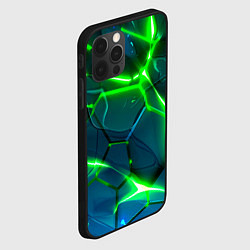 Чехол для iPhone 12 Pro Неоновые яркие зеленые разломленные плиты со свето, цвет: 3D-черный — фото 2