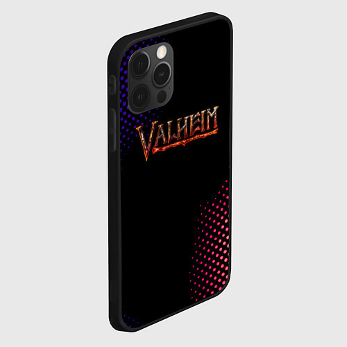 Чехол iPhone 12 Pro Valheim logo pattern / 3D-Черный – фото 2