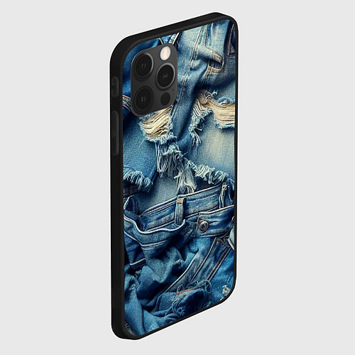 Чехол iPhone 12 Pro Denim rags - fashion trend / 3D-Черный – фото 2